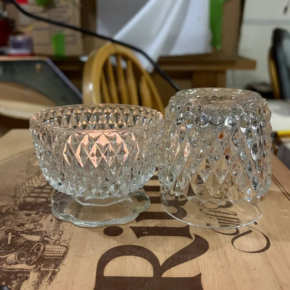 VTG Indiana‎ Glass Company Diamond Point Fairy Light Lamp